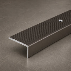 40 x 20mm Aluminium Non-Slip Ribbed Stair Nosing Edge Trim Screw Fix In Champagne Color
