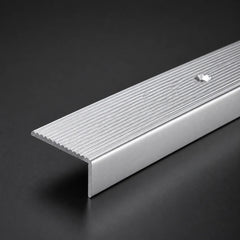 40 x 20mm Aluminium Non-Slip Ribbed Stair Nosing Edge Trim Screw Fix in silver color