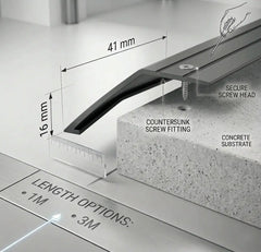 Aluminium door threshold bar screw fix anodised black finish close up Diagram