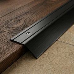 Aluminium door threshold bar screw fix anodised Black finish close up image