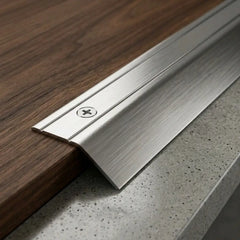 Aluminium door threshold bar screw fix anodised inox finish close up image