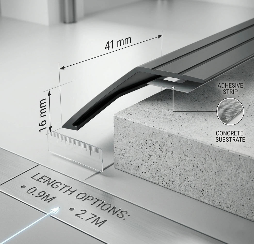 Anodised aluminium self-adhesive door threshold Diagram