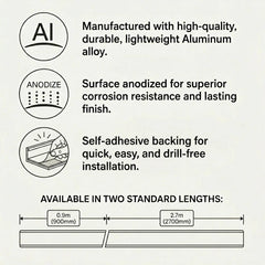 Anodised aluminium self Adhesive door threshold feature