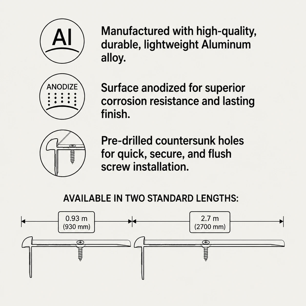 Aluminium LVT Stair Nosing Edge Profile key feature