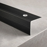Black anodised aluminium anti-slip stair nosing 35x35mm screw fitting ribbed edge trim for stairs