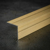 Gold anodised aluminium anti-slip stair nosing 35x35mm self-adhesive ribbed edge trim for stairs