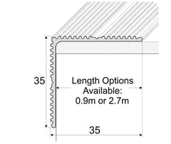 Anodised Aluminium Anti-Slip StairNosing 35x35mm Self Adhesive Ribbed Edge Trim diagram