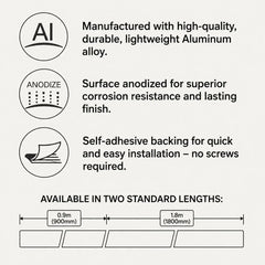 Anodised Aluminium Anti-Slip Stair Nosing 35x35mm Self Adhesive Ribbed Edge Trim key feature