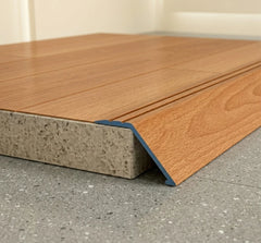 A47 41mm aluminium wood effect self adhesive door threshold ramp profile UK Wooden Cherry Oak Finish