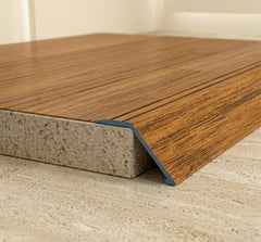 A47 41mm aluminium wood effect self adhesive door threshold ramp profile UK Wooden Chestnut Finish