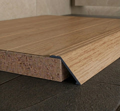A47 41mm aluminium wood effect self adhesive door threshold ramp profile UK Wooden Elm Finish
