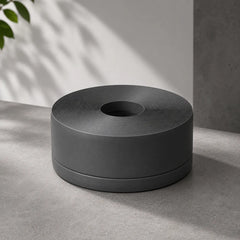 Flexible PVC trim strip wall floor edge finishing close up in dark grey color