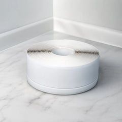 Flexible PVC trim strip wall floor edge finishing close up in white color