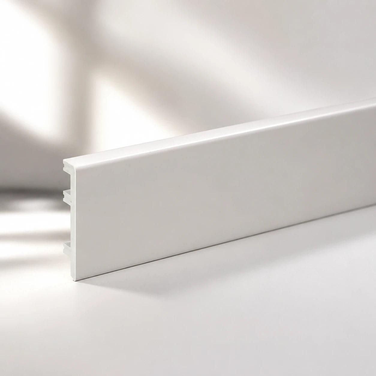 Cashmere PVC skirting board 80mm profile close up finish UK
