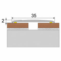 Anodised Aluminium Flat Self Adhesive Door Threshold Strip Diagram