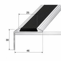 Aluminium Stair Nosing with Insert Self adhesive diagram