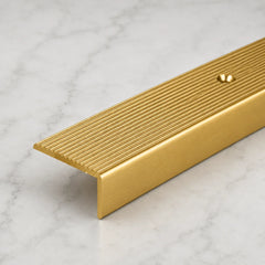 40 x 20mm Aluminium Non-Slip Ribbed Stair Nosing Edge Trim Screw Fix In Gold Color