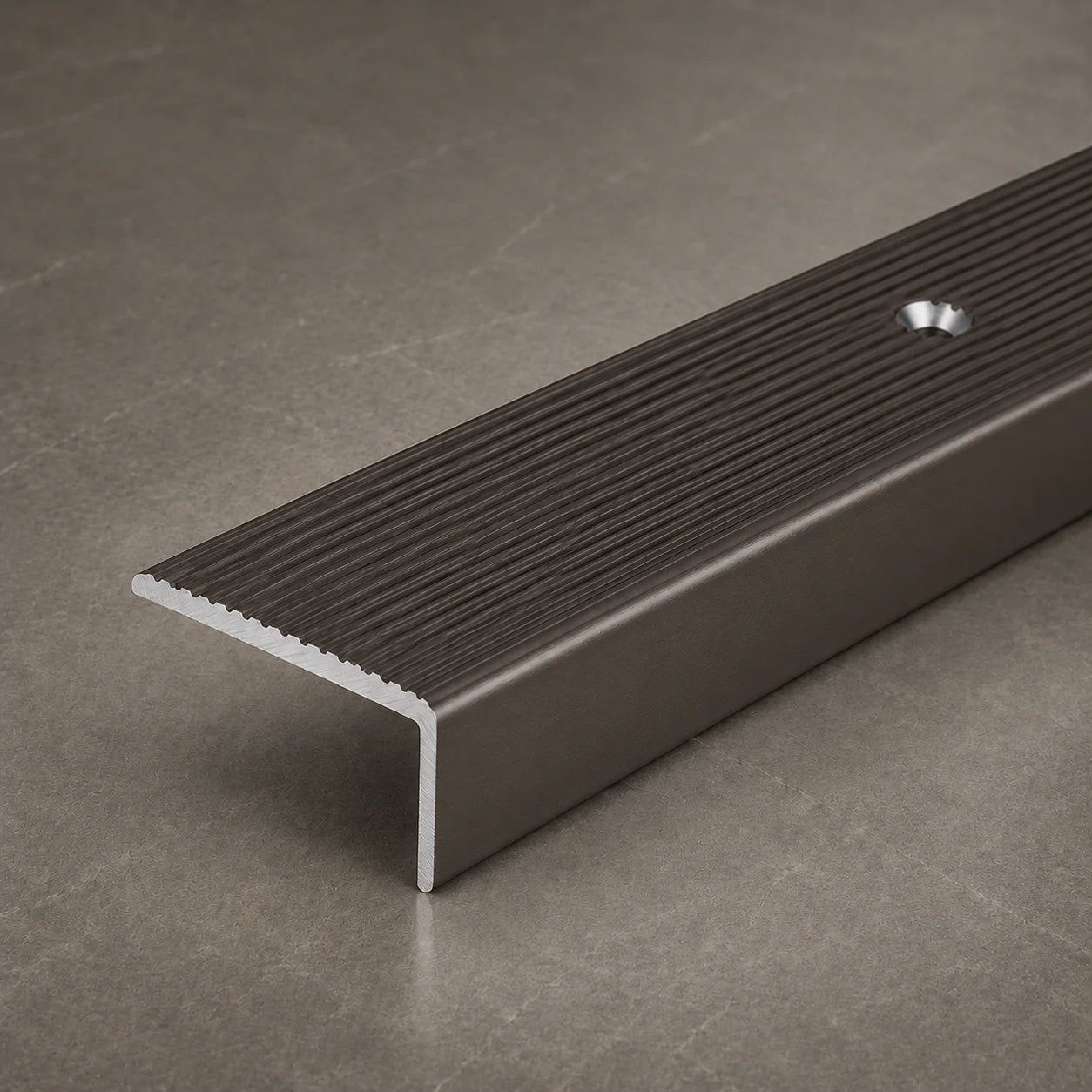 40 x 20mm Aluminium Non-Slip Ribbed Stair Nosing Edge Trim Screw Fix In Champagne Color