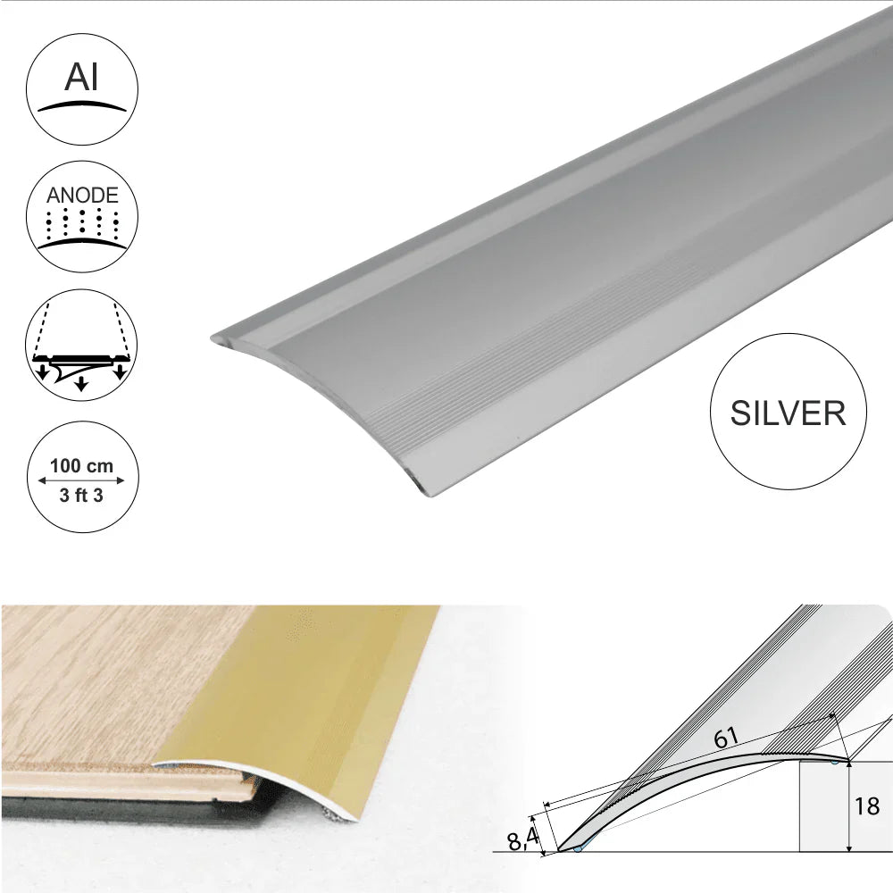 A49 61mm Anodised Aluminium Self Adhesive Door Threshold Ramp Profile