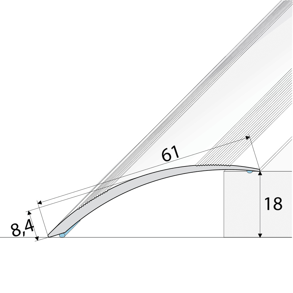 A49 61mm Anodised Aluminium Self Adhesive Door Threshold Ramp Profile