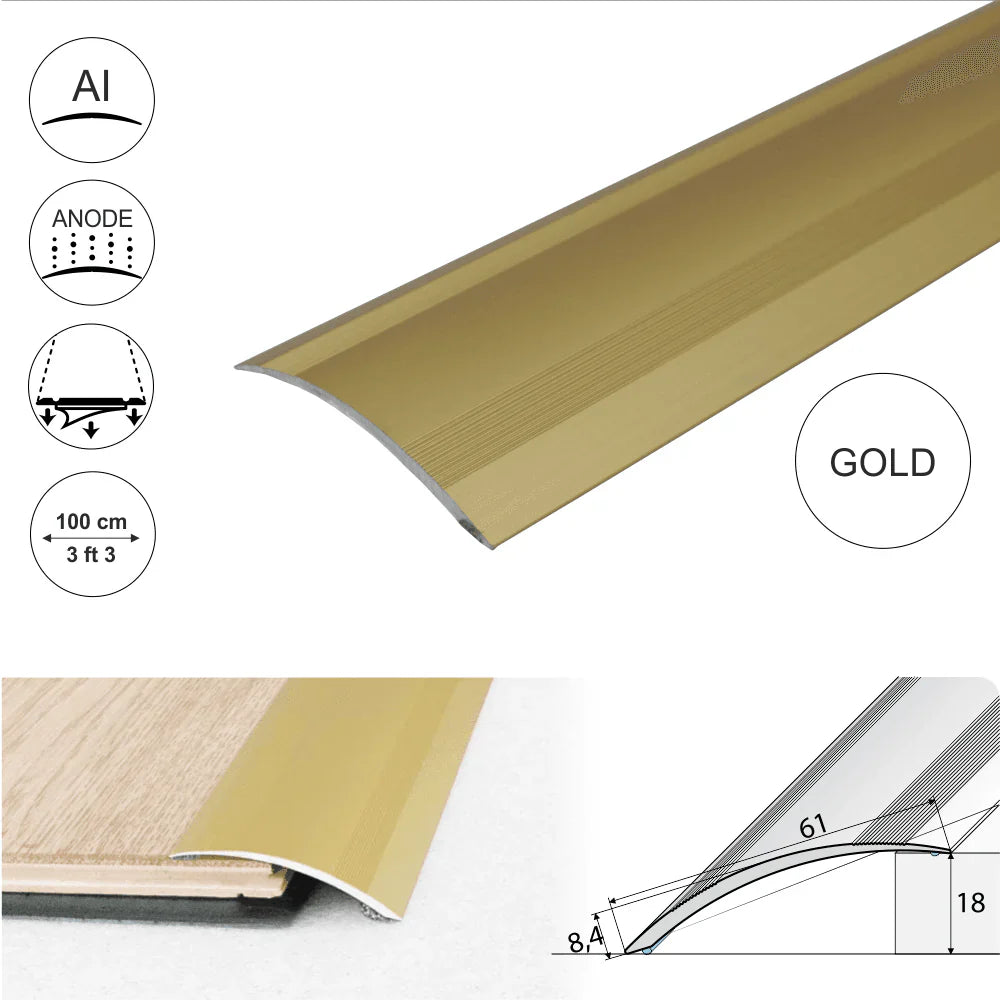 A49 61mm Anodised Aluminium Self Adhesive Door Threshold Ramp Profile