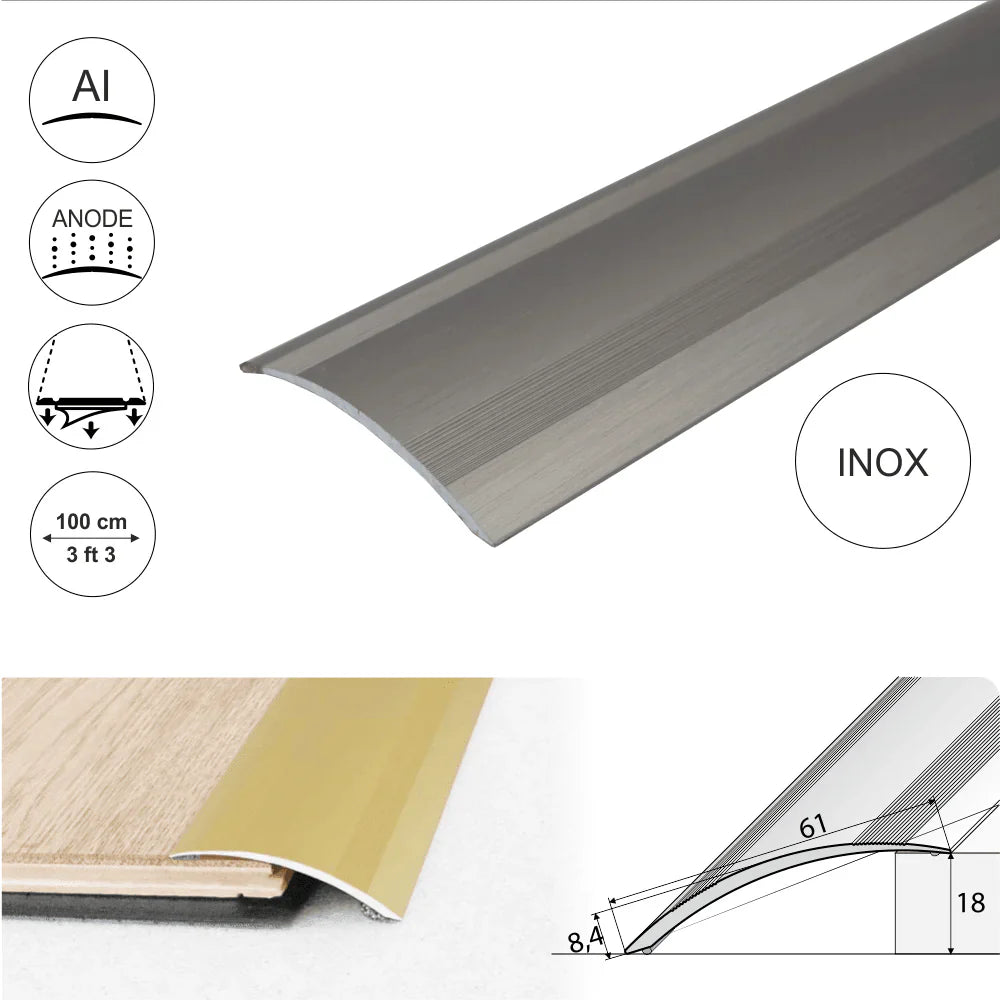 A49 61mm Anodised Aluminium Self Adhesive Door Threshold Ramp Profile