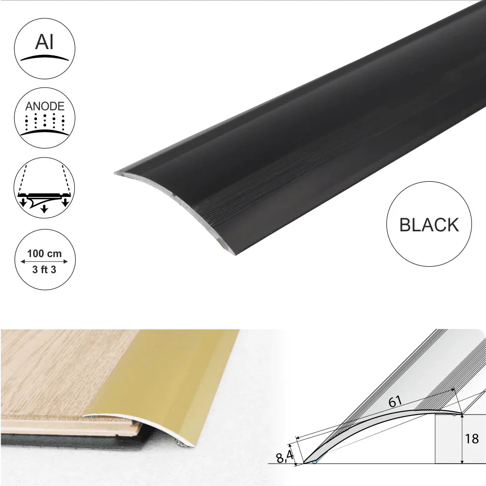 A49 61mm Anodised Aluminium Self Adhesive Door Threshold Ramp Profile