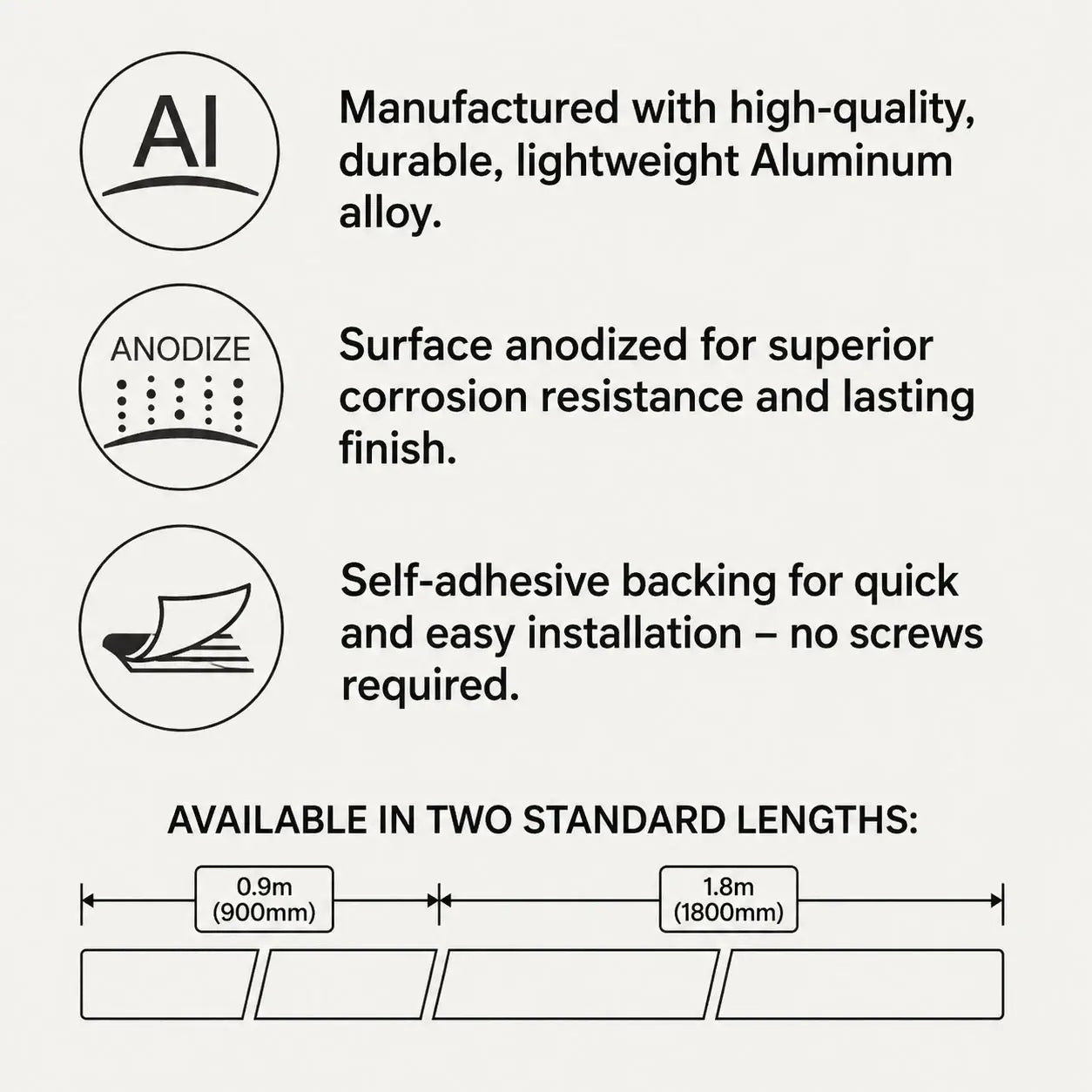 Anodised Aluminium Anti-Slip Stair Nosing 35x35mm Self Adhesive Ribbed Edge Trim key feature