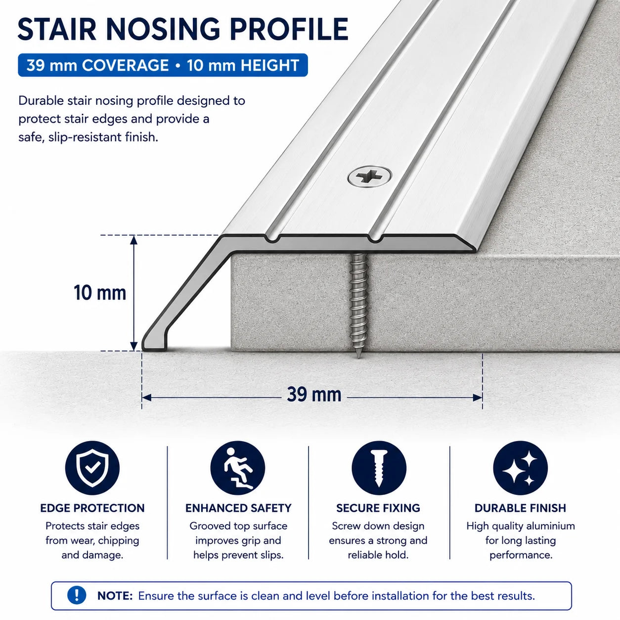 40mm Anodised Aluminium Door Threshold Ramp Profile