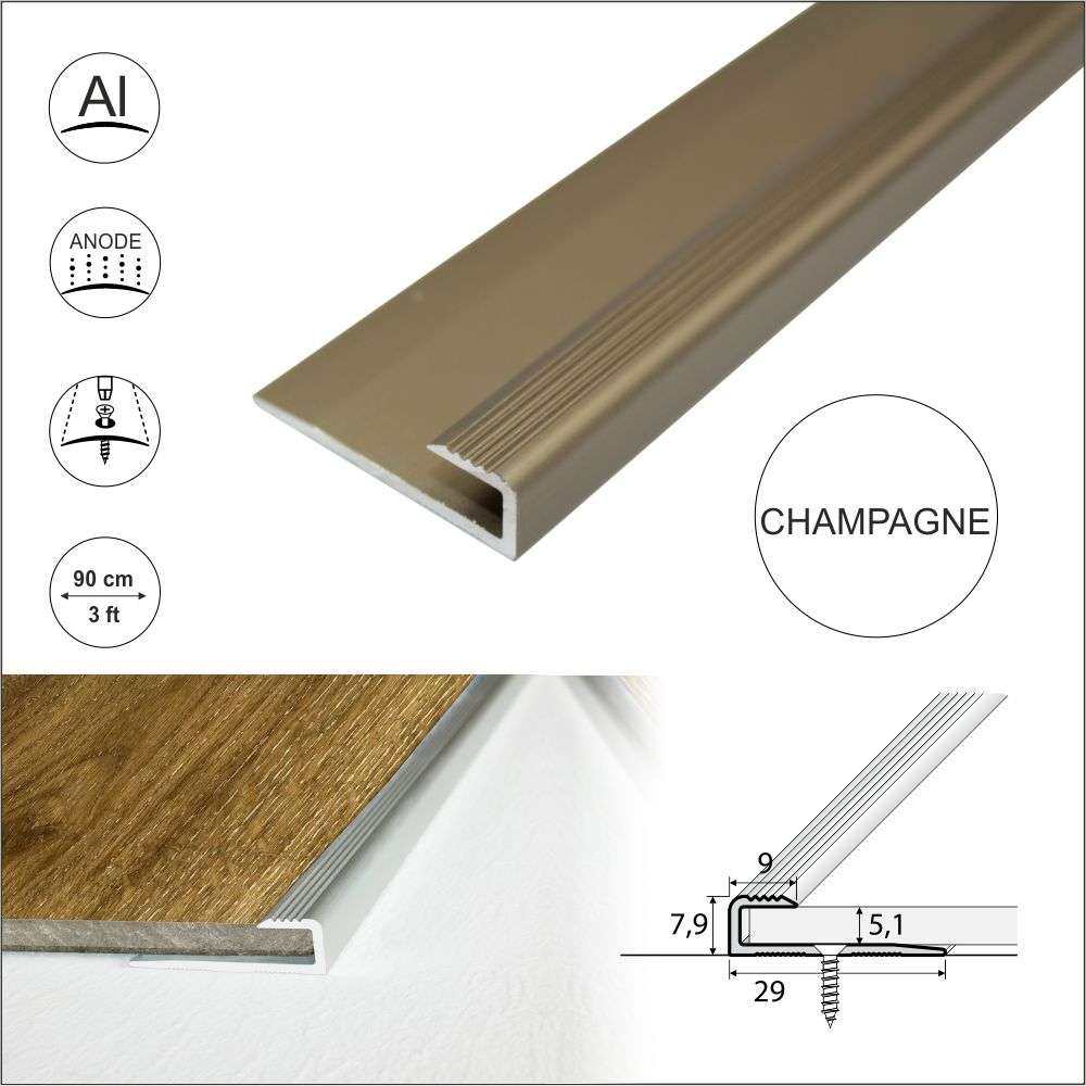 C63 Anodised Aluminium LVT U Edging Profile Threshold For 5mm Flooring