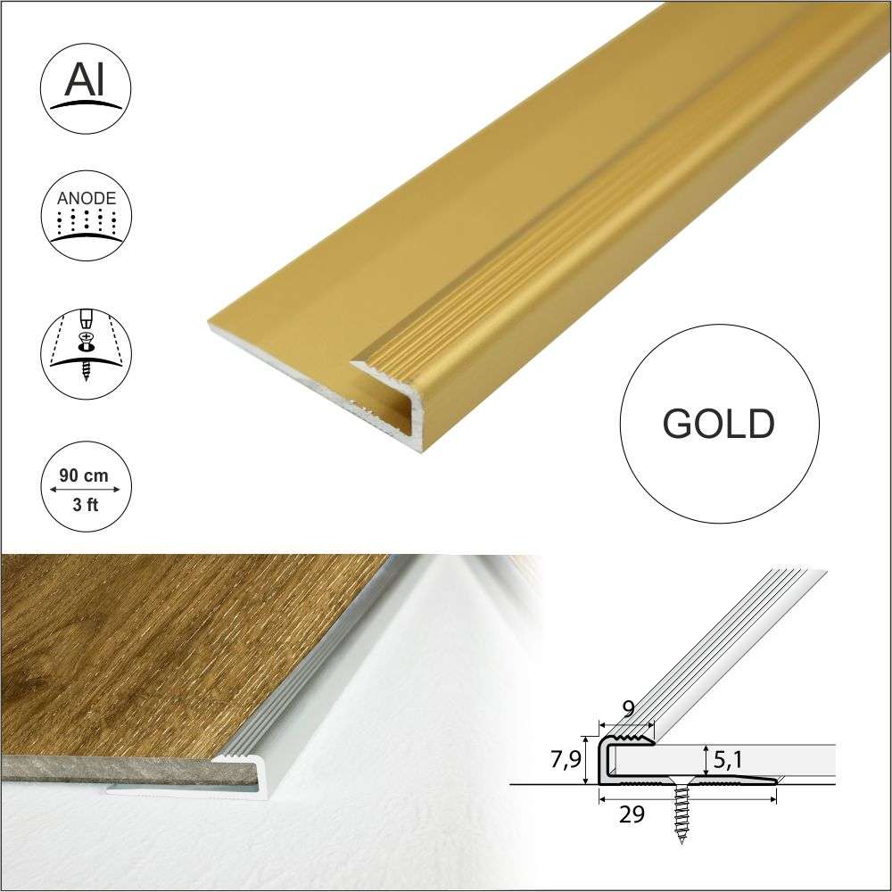C63 Anodised Aluminium LVT U Edging Profile Threshold For 5mm Flooring
