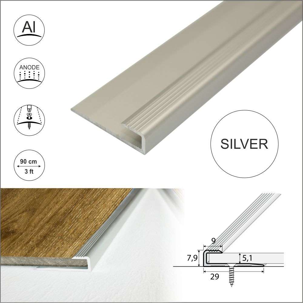 C63 Anodised Aluminium LVT U Edging Profile Threshold For 5mm Flooring