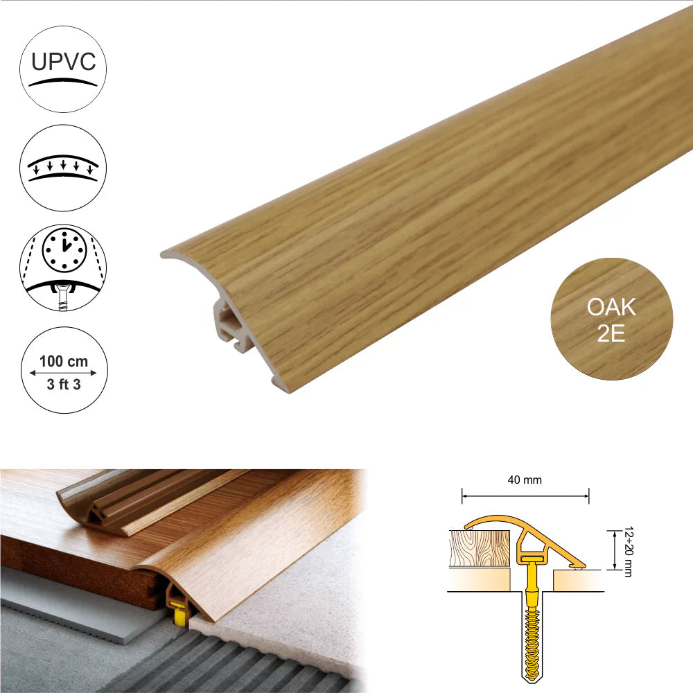 D-PS400 40mm Pvc Wood Effect Door Threshold Ramp Profile