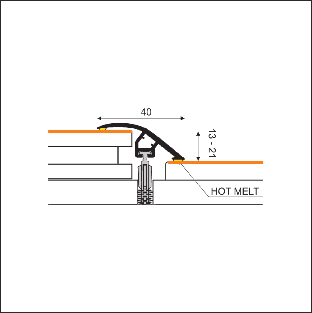 D-PS400 40mm Pvc Wood Effect Door Threshold Ramp Profile
