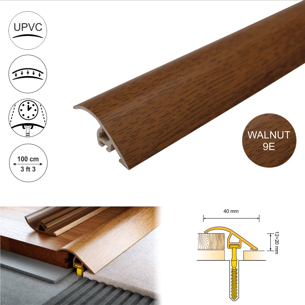 D-PS400 40mm Pvc Wood Effect Door Threshold Ramp Profile