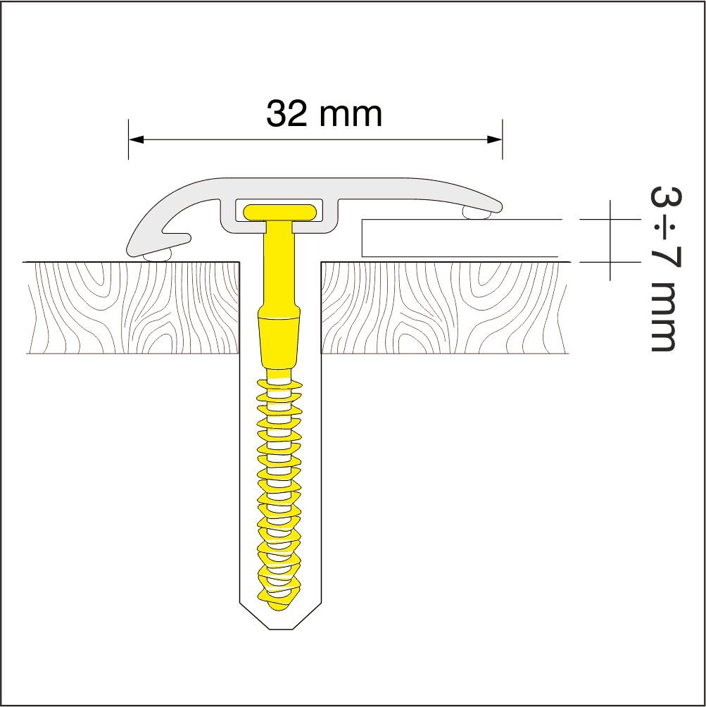 D-Z0100 32mm Pvc Wood Effect Door Threshold Ramp Profile