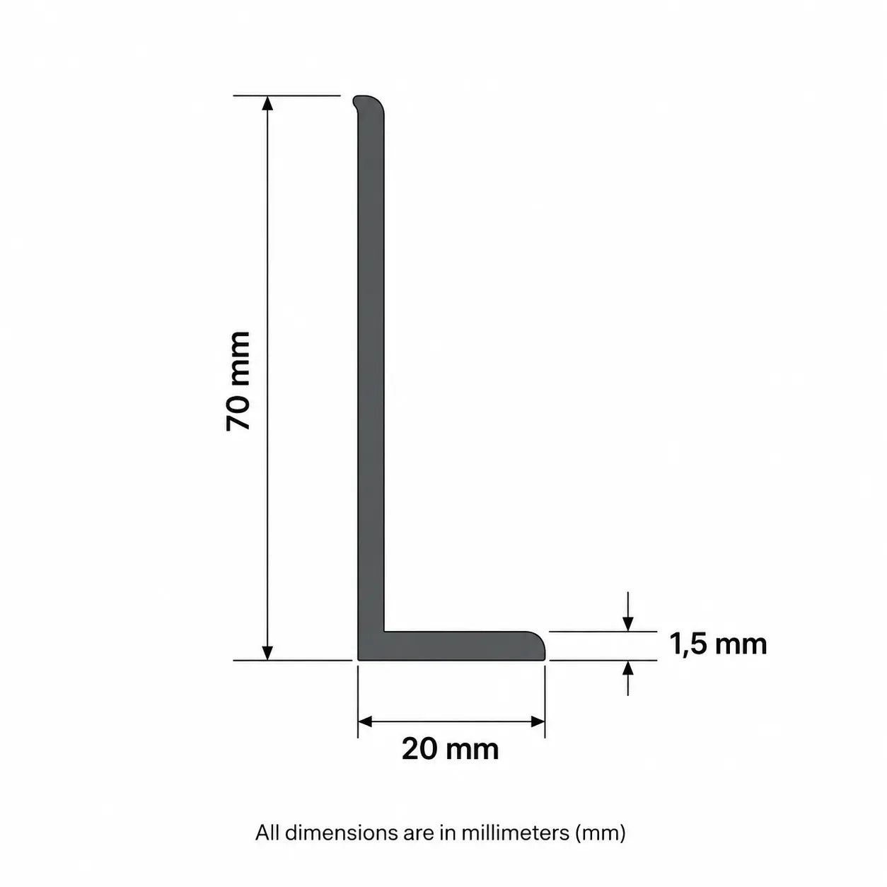 Flexible PVC trim strip wall floor edge finishing diagram