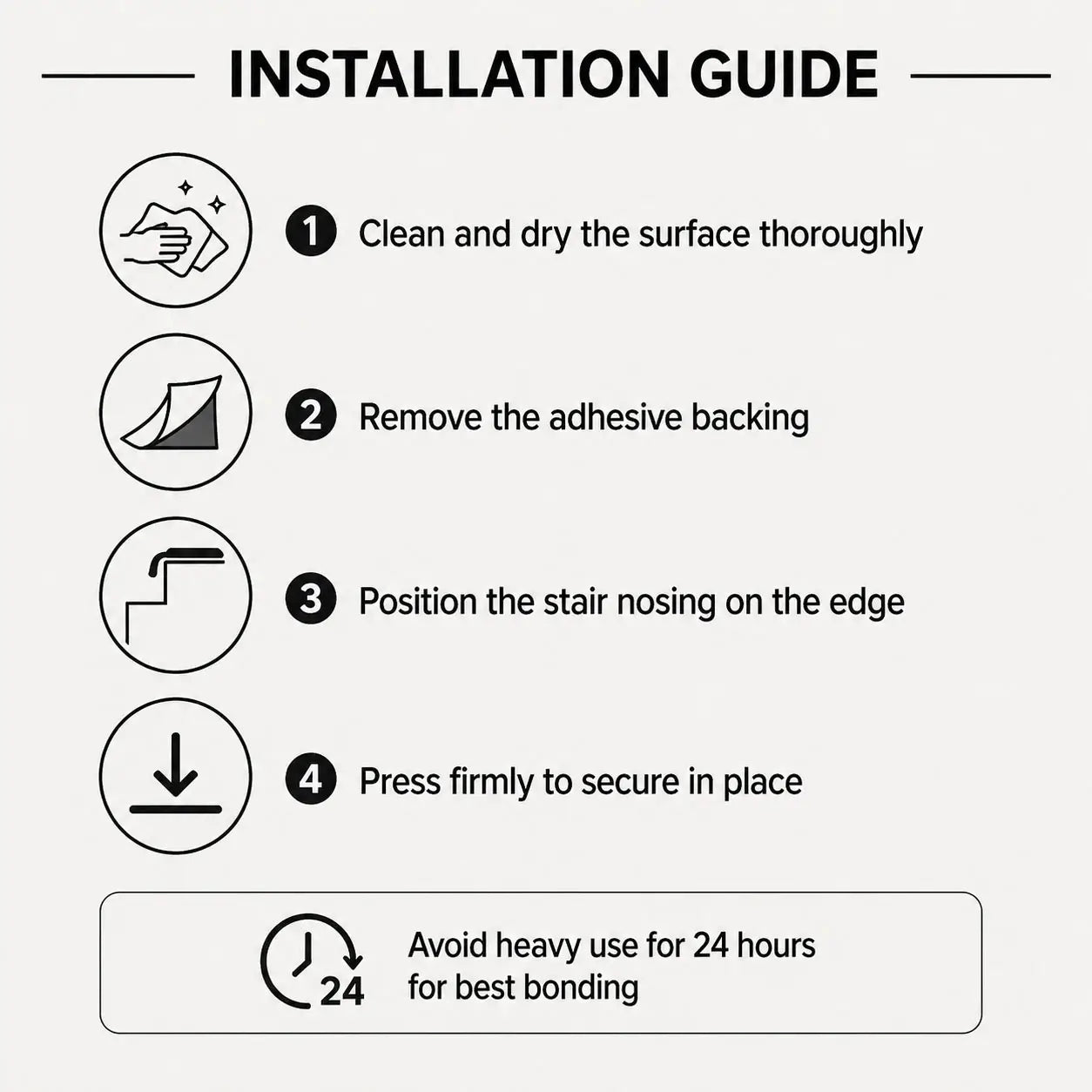 Aluminum stair nosing profile with anti-slip grooves self adhesive Installation guide