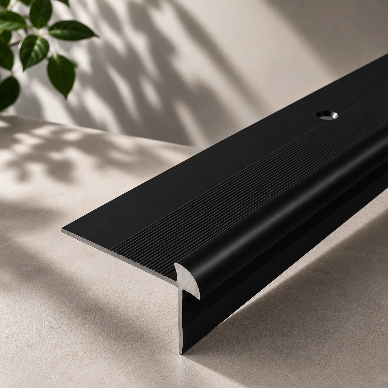 Anodised Aluminium LVT Stair Nosing Edge Profile for 5mm Flooring in black color