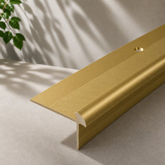Anodised Aluminium LVT Stair Nosing Edge Profile for 5mm Flooring in gold color