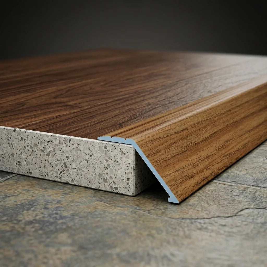 A47 41mm aluminium wood effect self adhesive door threshold ramp profile UK Wooden Oak Finish