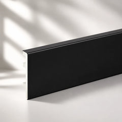 Black PVC skirting board modern interior wall floor junction UK