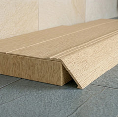 A47 41mm aluminium wood effect self adhesive door threshold ramp profile UK Wooden Sandy Oak Finish