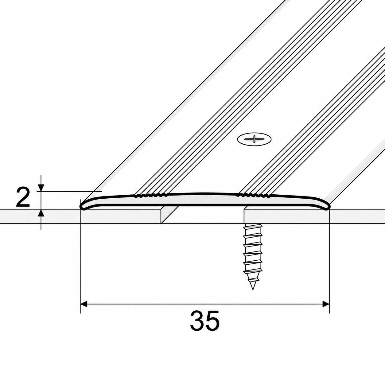 Aluminium Flat Screw Fix Door Threshold Strip technical diagram