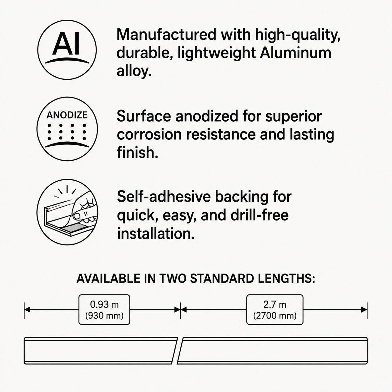Anodised Aluminium Flat Self Adhesive Door Threshold Strip key features