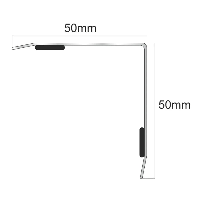 Stainless steel angle wall cladding corner trim protector bevelled edges 50x50mm