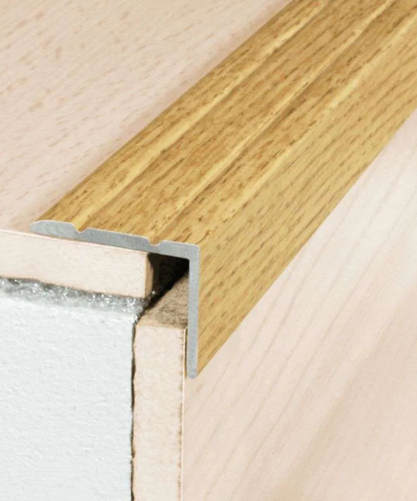 A36 25 x 20mm Aluminium Wood Effect Self Adhesive Stair Nosing Edge trim Stair Nosing etc