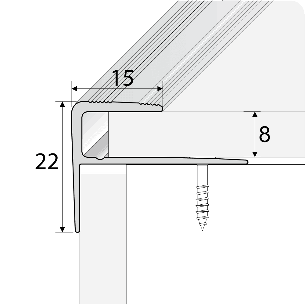 A60 15 x 22mm Push-In Aluminium Wood Effect Stair Nosing Edge Trim