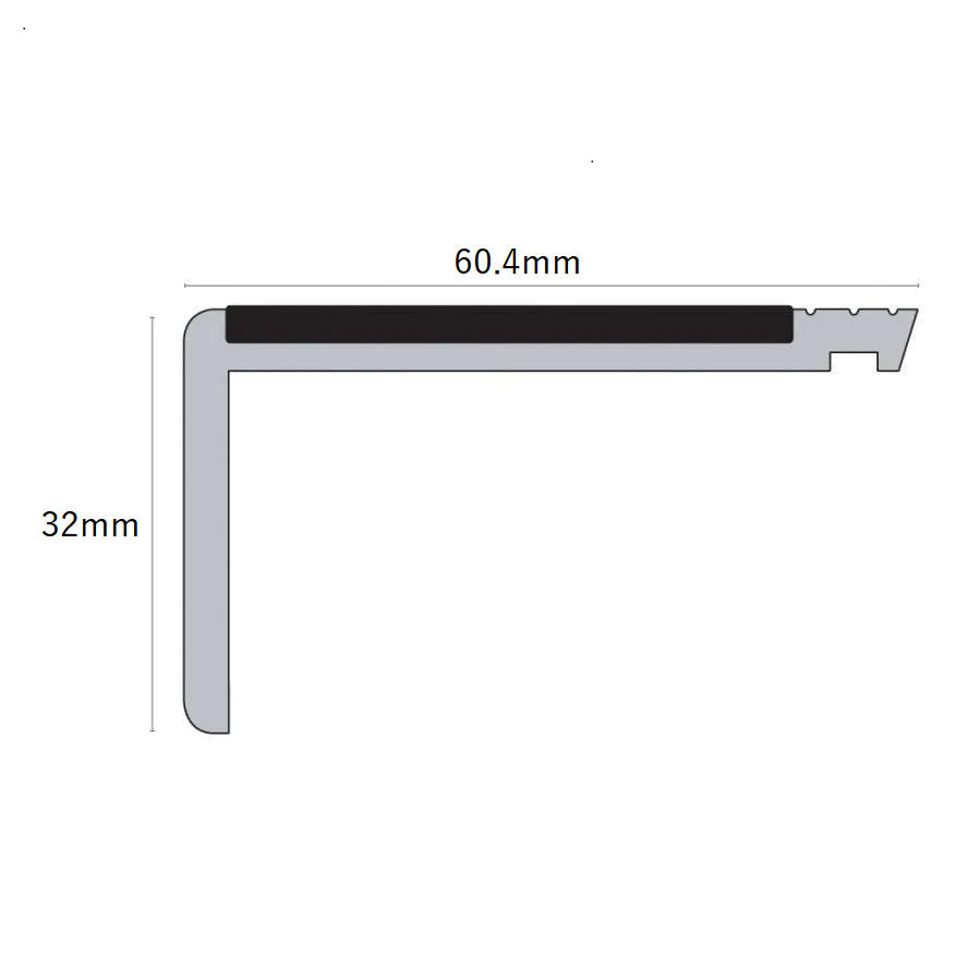 NHP – 60.4 x 32mm Tredsafe Non-Slip Heavy Duty Hard Nose PVC Stair Nosing